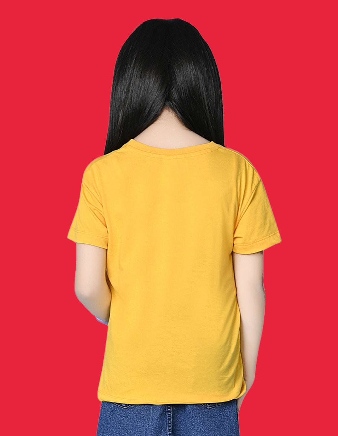 Nusyl Girls Yellow Summer Vibes text Printed  Short sleeve Cotton Blend Oversized T-shirts