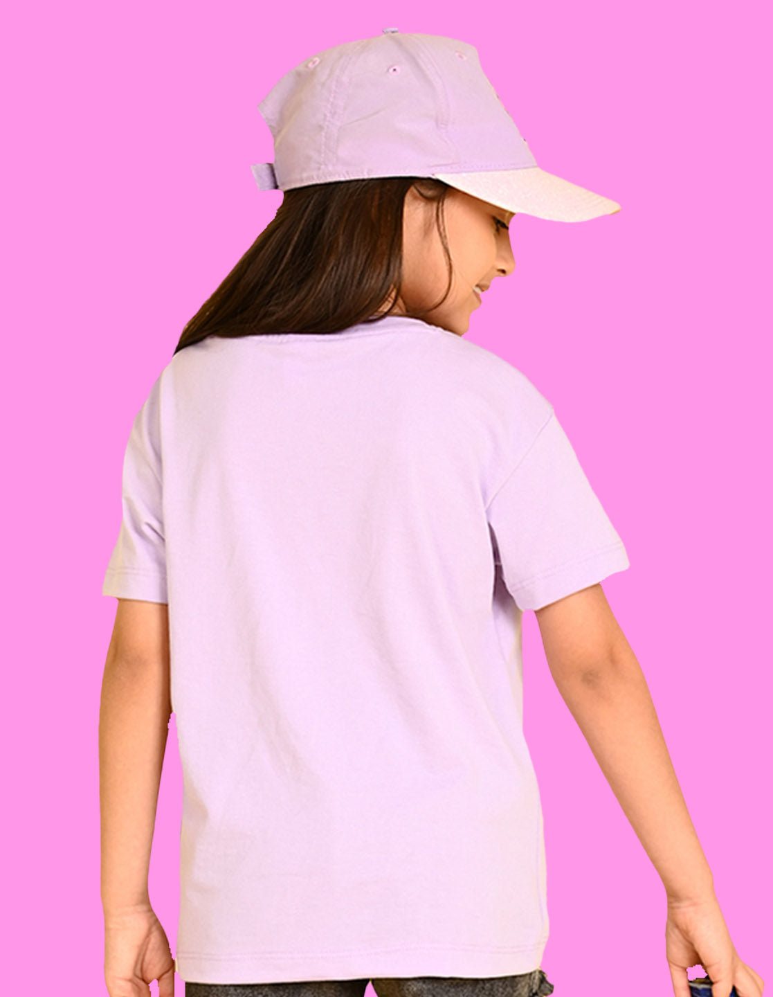 Nusyl Girls Lilac Rabbit & Text  Printed  Short sleeve Cotton Blend Oversized T-shirts