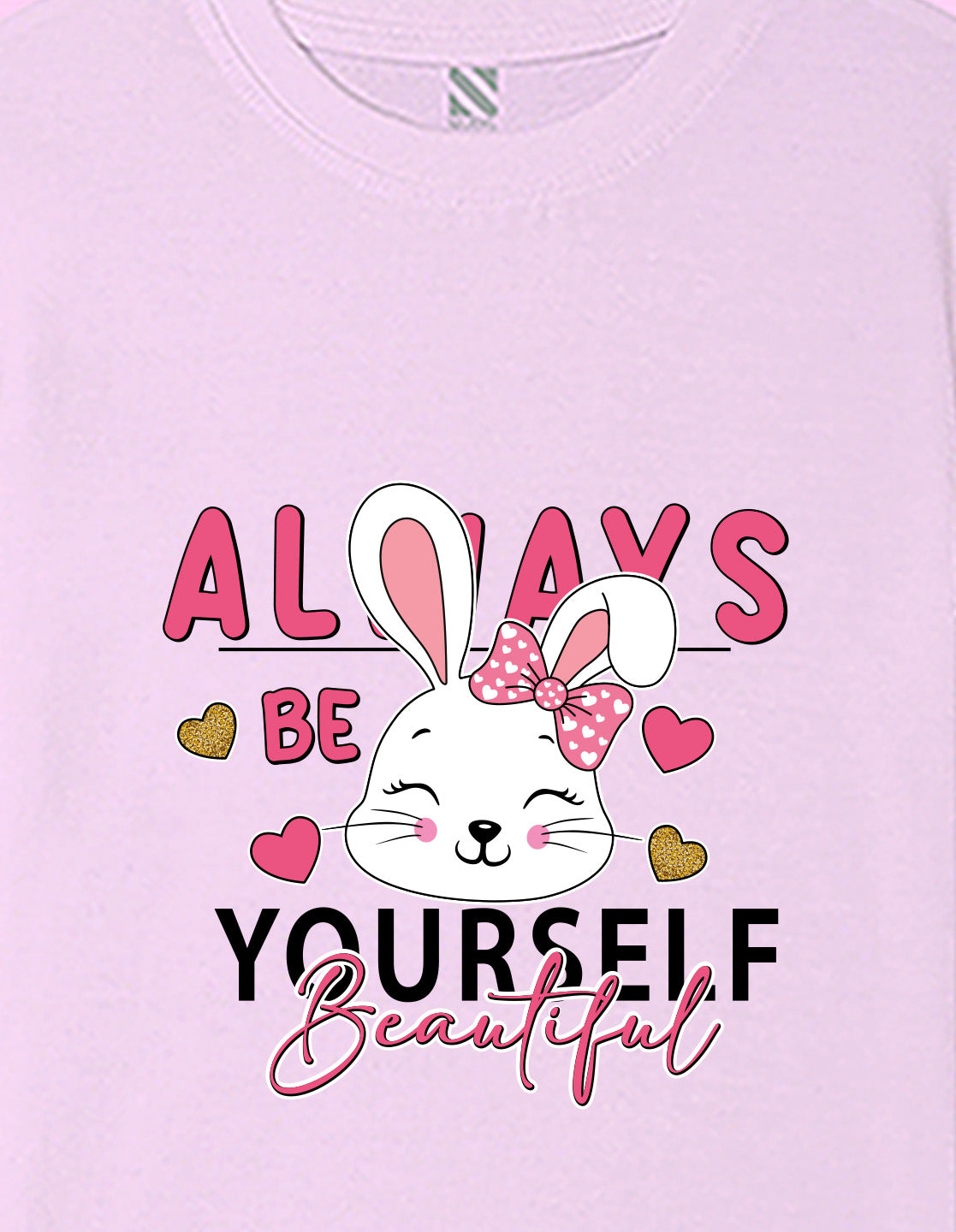 Nusyl Girls Lilac Rabbit & Text  Printed  Short sleeve Cotton Blend Oversized T-shirts