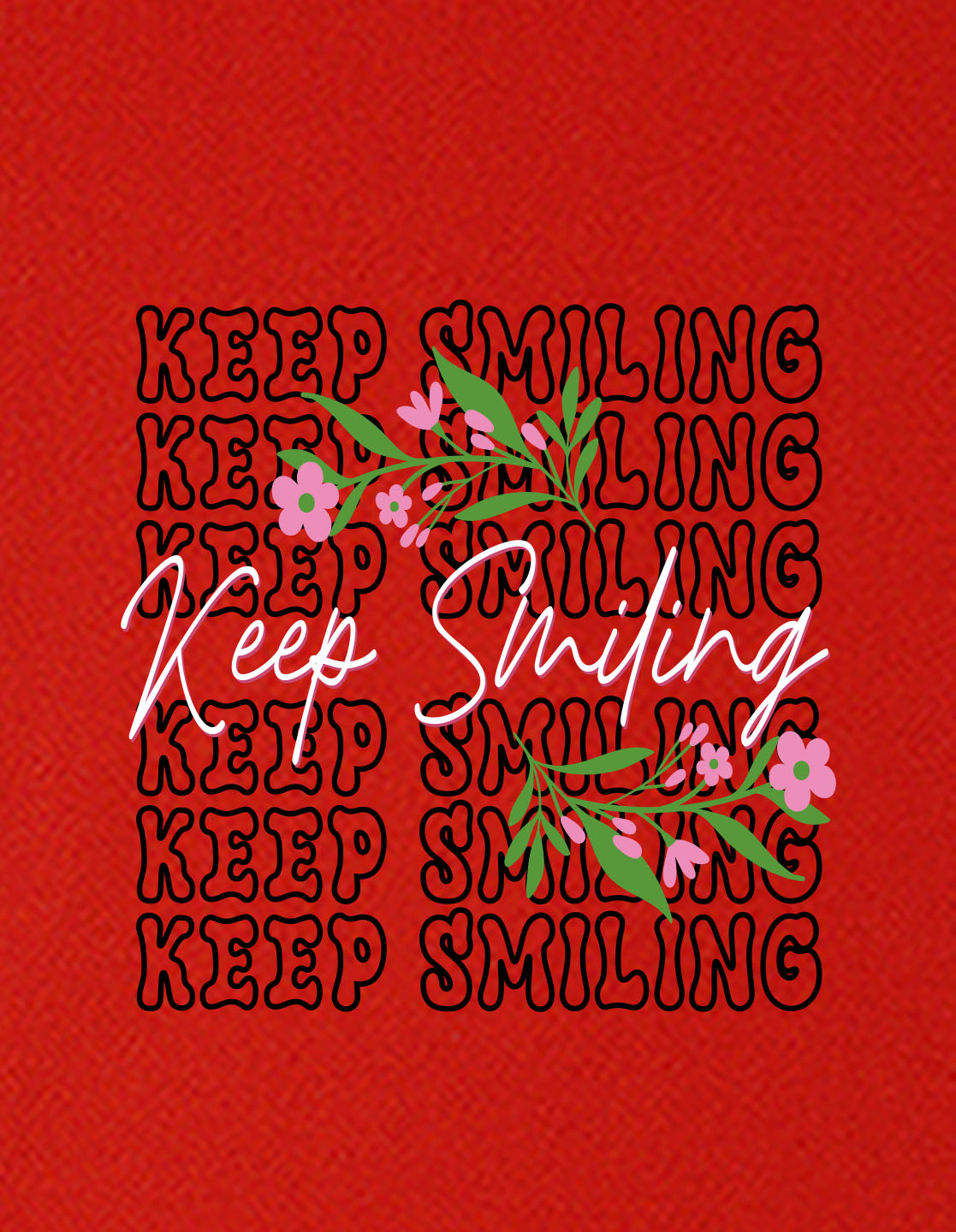 Nusyl Girls Red keep smiling text Printed  Short sleeve Cotton Blend Oversized T-shirts