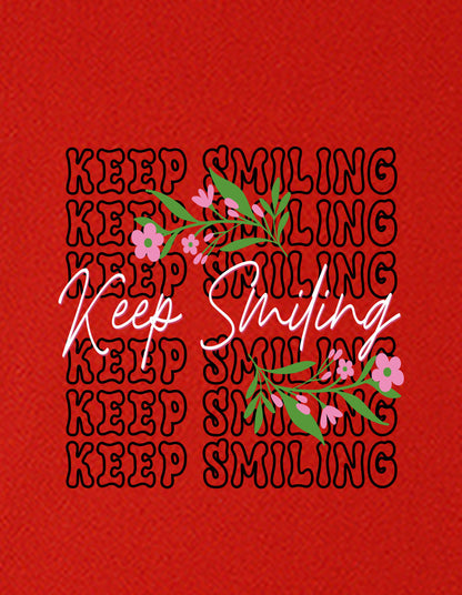 Nusyl Girls Red keep smiling text Printed  Short sleeve Cotton Blend Oversized T-shirts