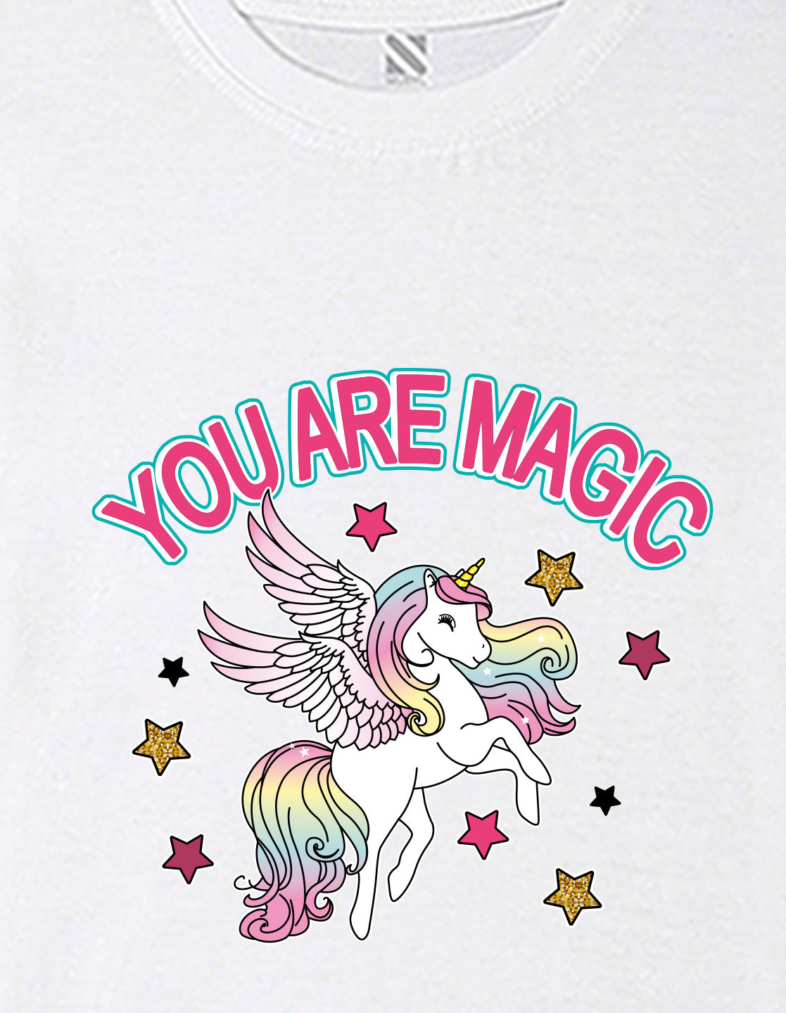 Nusyl Girls White You Are Magic Text Printed  Short sleeve Cotton Blend Oversized T-shirts