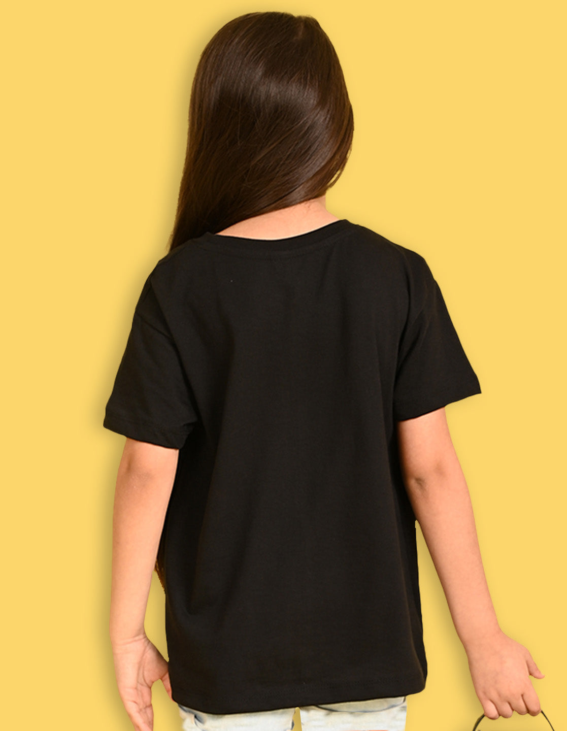 Nusyl Girls Black Skate & girl Power text Printed  Short sleeve Cotton Blend Oversized T-shirts