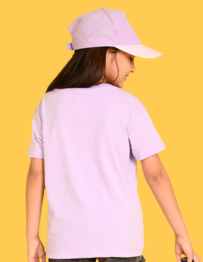 Nusyl Girls Lilac Lovely & adorable Text Printed  Short sleeve Cotton Blend Oversized T-shirts