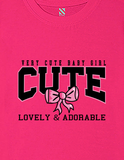 Nusyl Girls Hot Pink Lovely & adorable Text Printed  Short sleeve Cotton Blend Oversized T-shirts