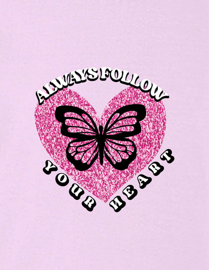 Nusyl Girls Lilac Always Follow Your Heart Text Printed  Short sleeve  Oversized T-shirts