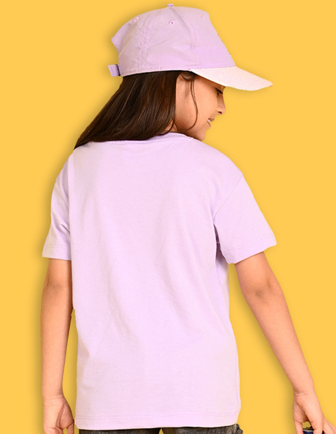 Nusyl Girls Lilac Always Follow Your Heart Text Printed  Short sleeve  Oversized T-shirts