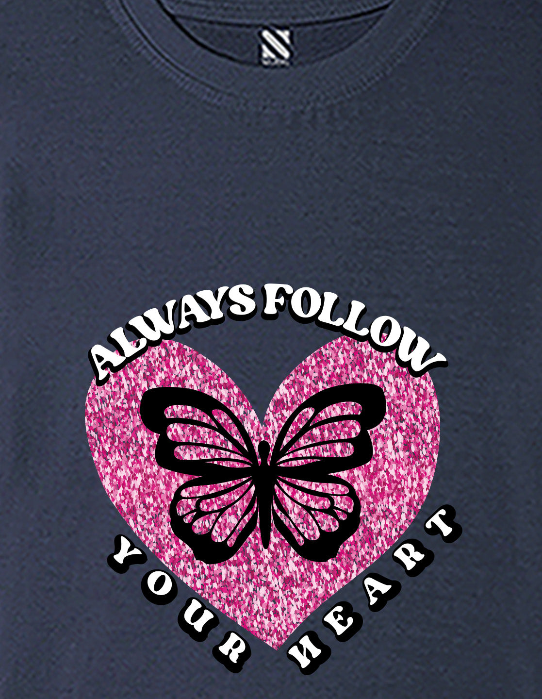 Nusyl Girls Navy Blue Always Follow Your Heart Text Printed  Short sleeve  Oversized T-shirts