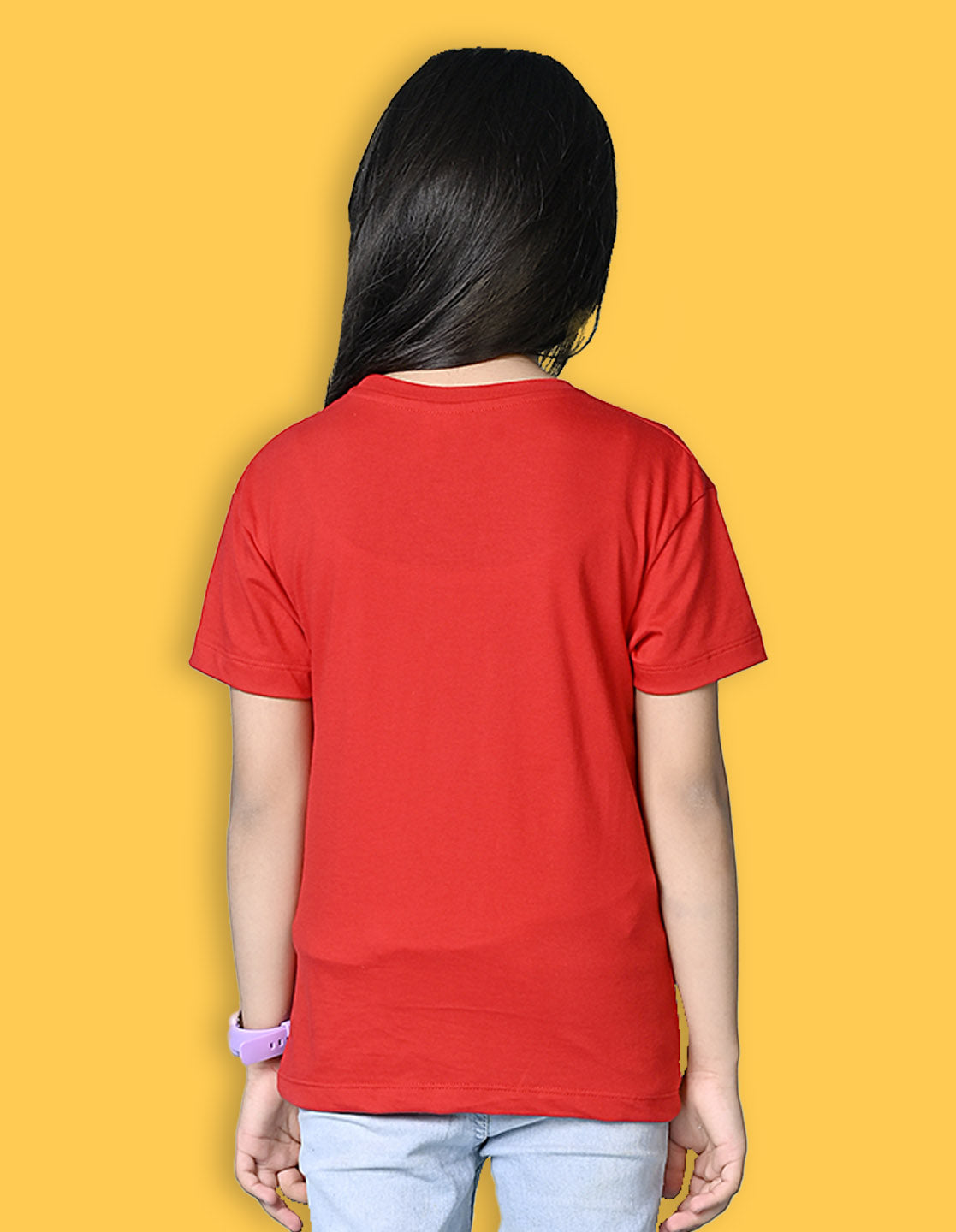 Nusyl Girls Red Always Follow Your Heart Text Printed  Short sleeve  Oversized T-shirts