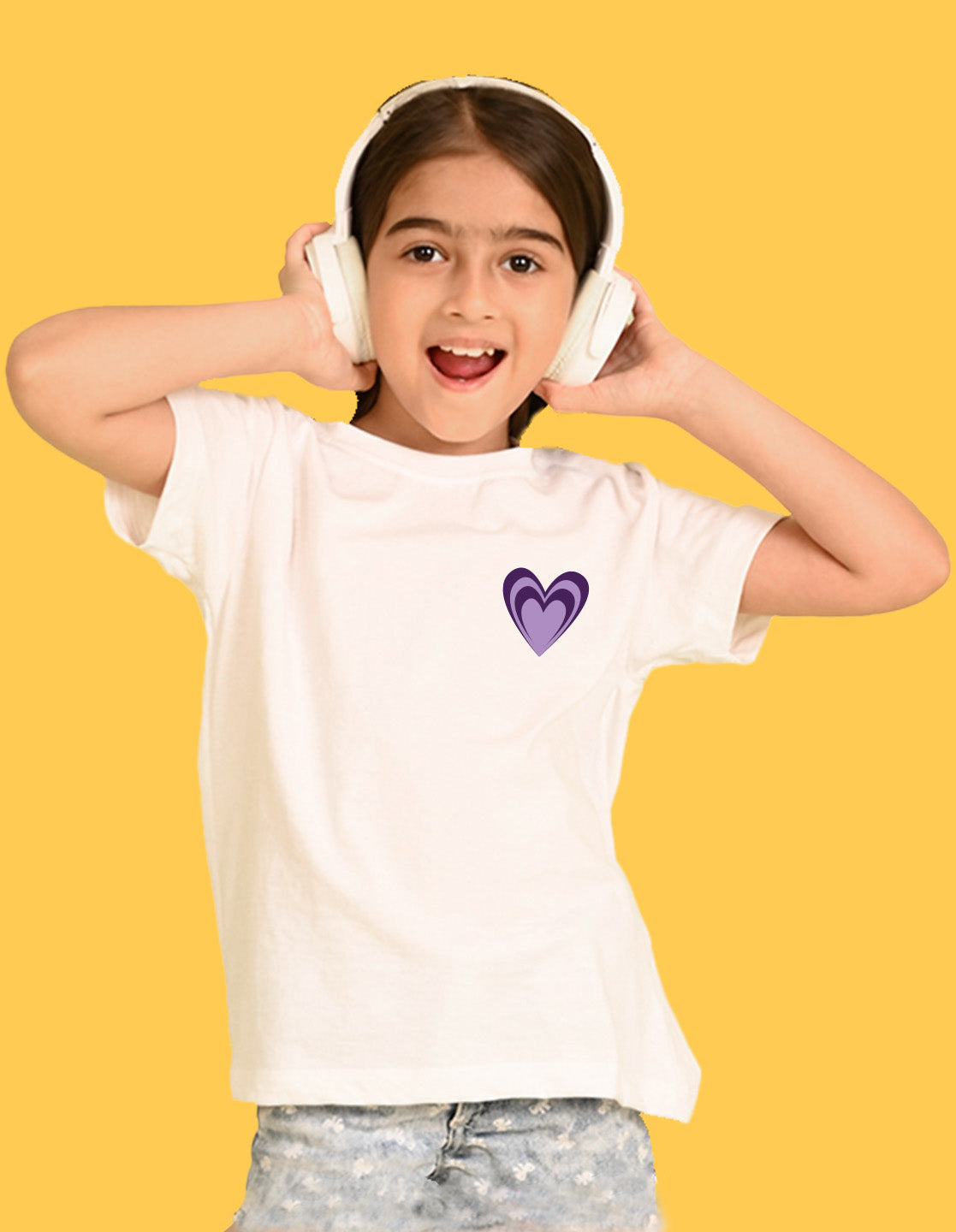 Nusyl Girls White Awesome Girl Text Printed  Short sleeve Cotton Blend Oversized T-shirts