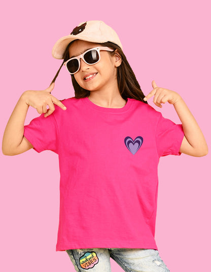 Nusyl Girls Hot Pink Awesome Girl Text Printed  Short sleeve Cotton Blend Oversized T-shirts