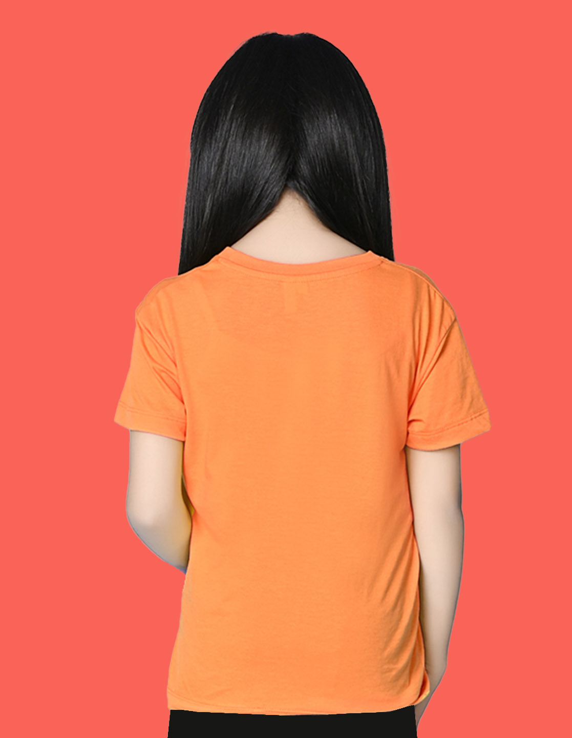 Nusyl Girls Orange Butterfly & Gorgeous Text Printed  Short sleeve Cotton Blend Oversized T-shirts