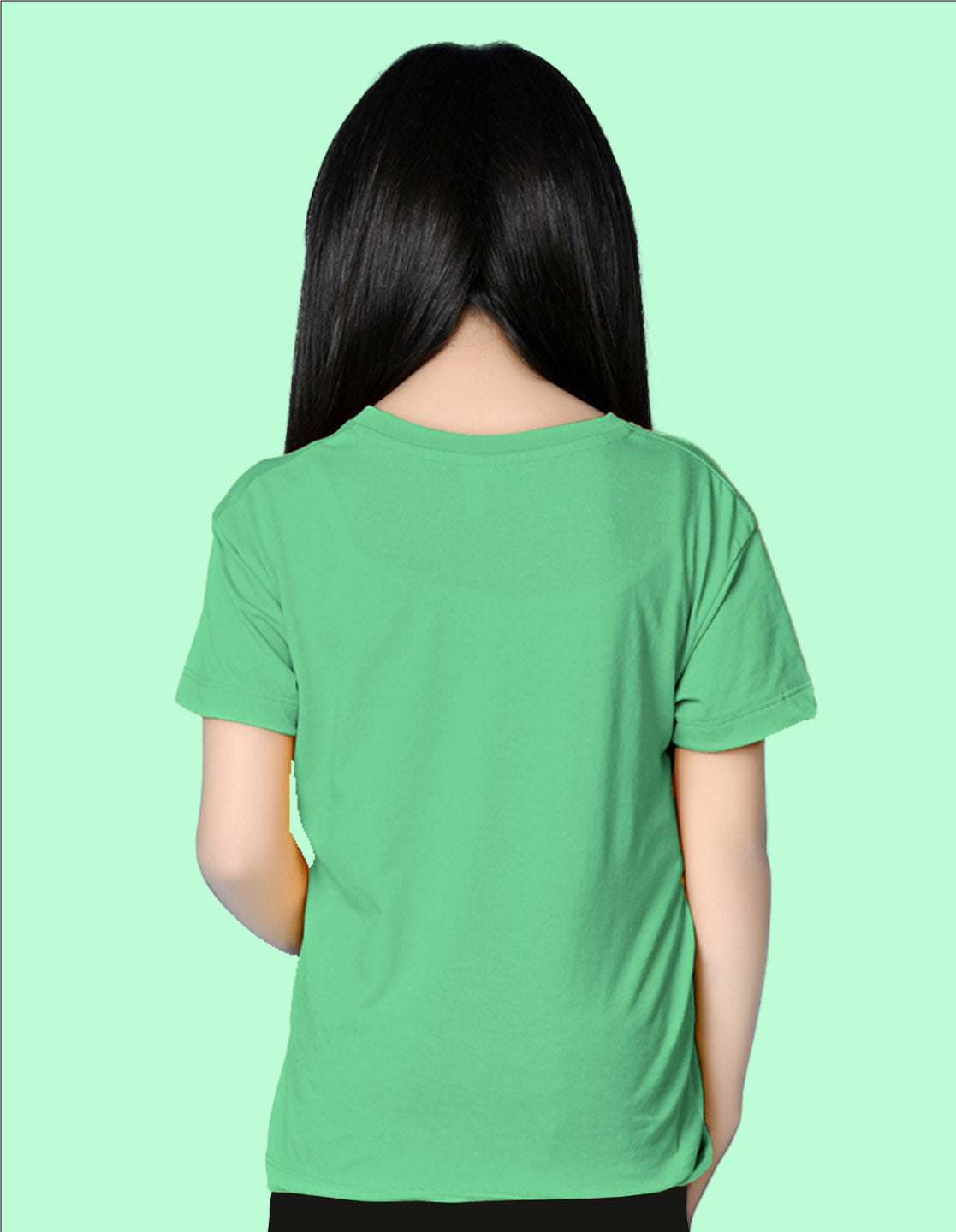 Nusyl Girls Green Butterfly & Gorgeous Text Printed  Short sleeve Cotton Blend Oversized T-shirts