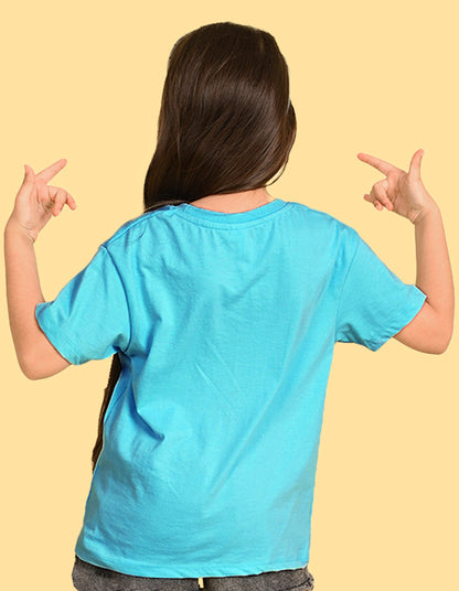 Nusyl Girls Sky Blue Butterfly & Gorgeous Text Printed  Short sleeve  Oversized T-shirts