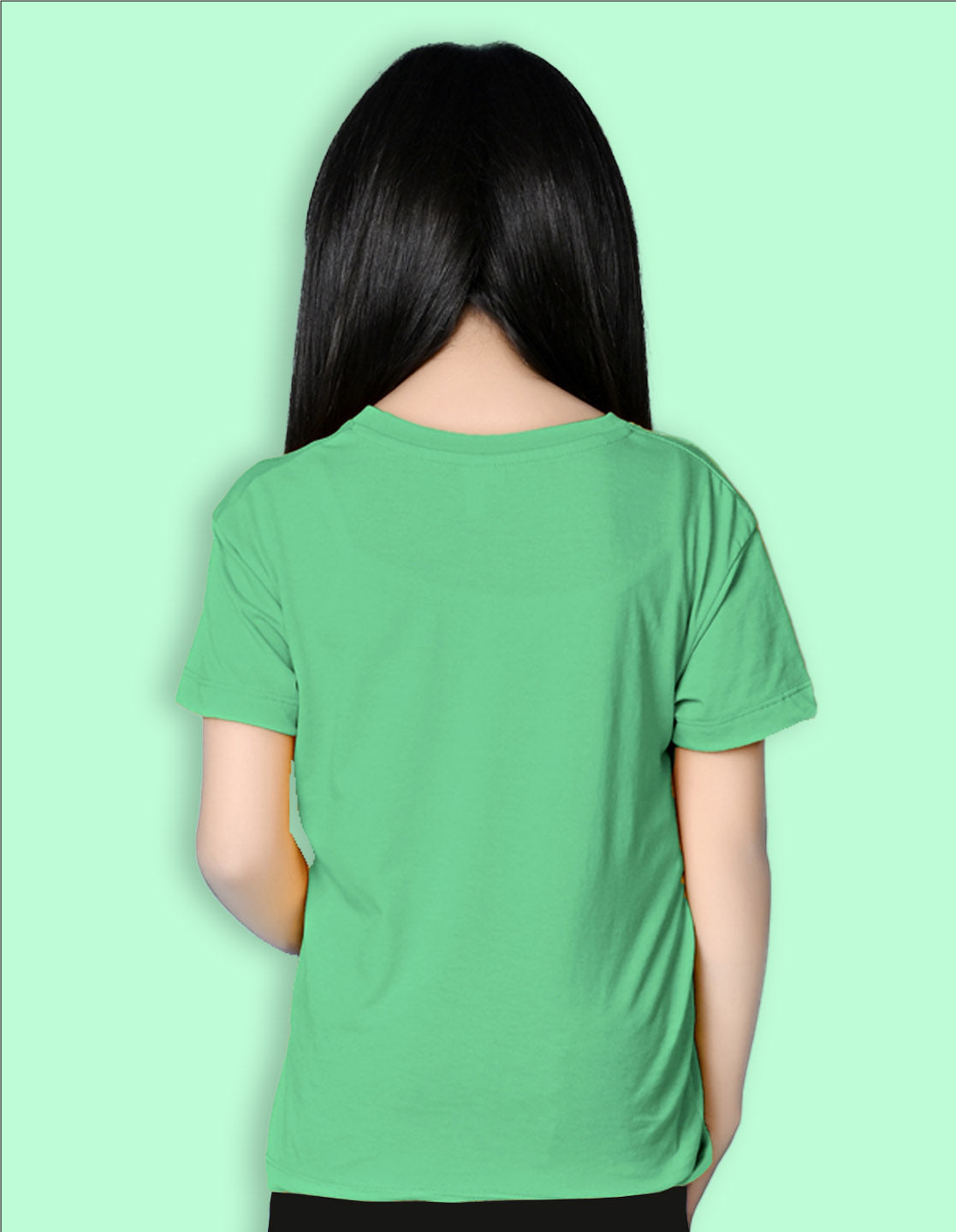 Nusyl Girls Green Lazy Text  Printed  Short sleeve Cotton Blend Oversized T-shirts
