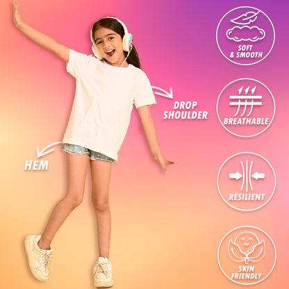 NUSYL Girls Solid Cotton Blend Round Neck Oversized T-Shirt - Pack of 2