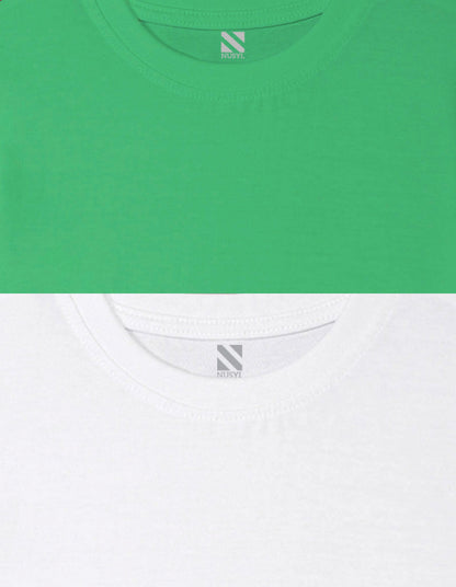 NUSYL Girls Solid Cotton Blend Round Neck Oversized T-Shirt - Pack of 2
