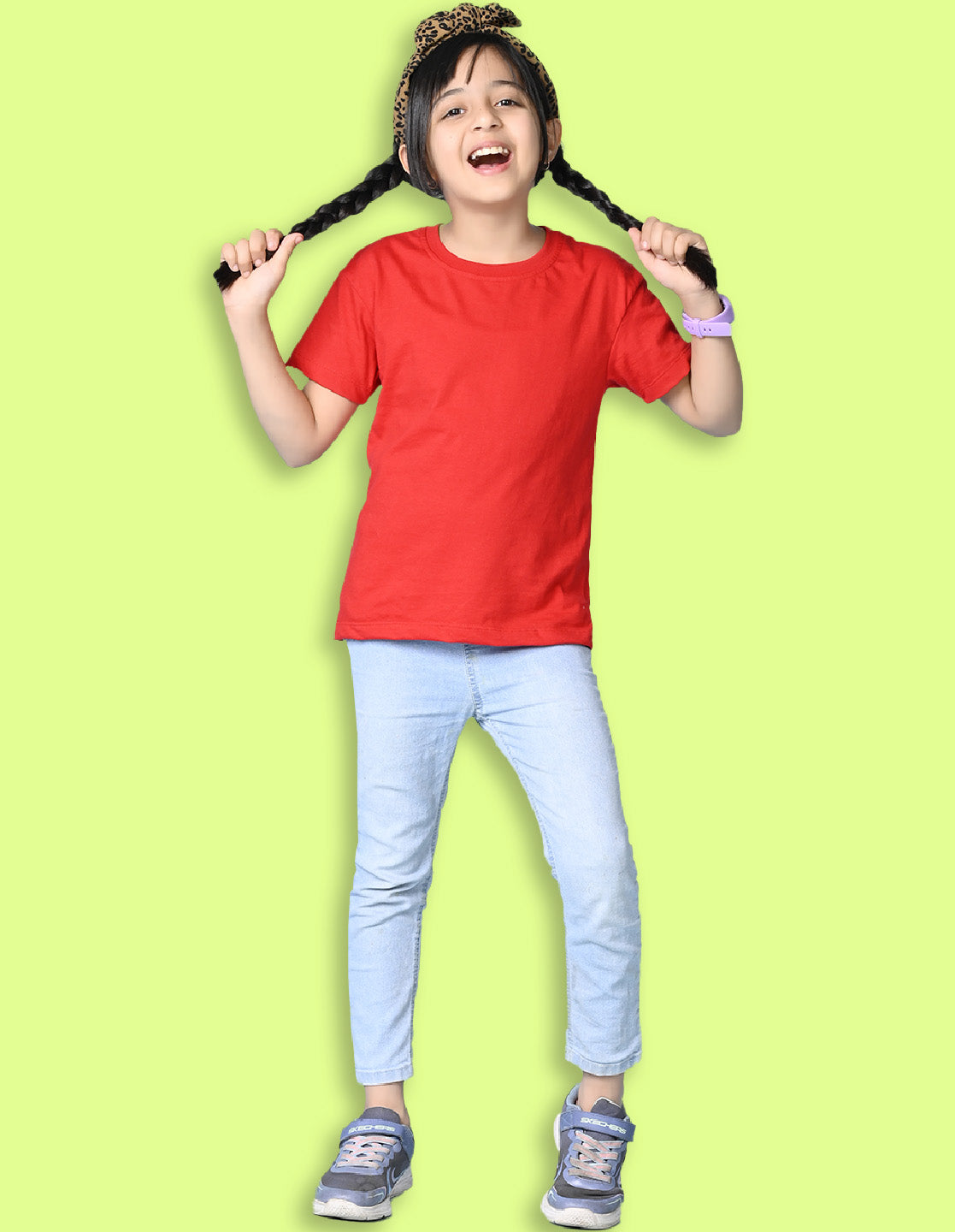 NUSYL Girls Solid Cotton Blend Round Neck Oversized T-Shirt - Pack of 2
