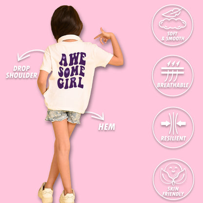 NUSYL Girls Graphic & Text Printed Cotton Blend Round Neck Oversized T-Shirt - Pack of 3