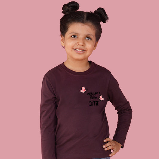 Nusyl Girls Maroon Text Printed Full sleeve T-Shirt