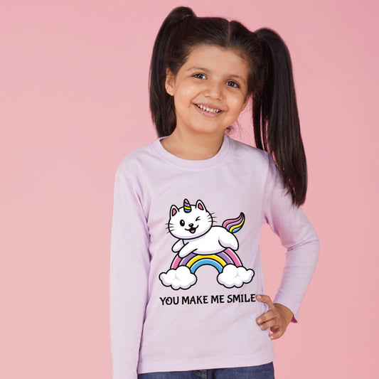 Nusyl Girls Purple Rainbow Printed Full sleeve T-Shirt