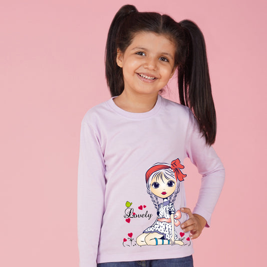Nusyl Girls Purple Girl Printed Full sleeve T-Shirt