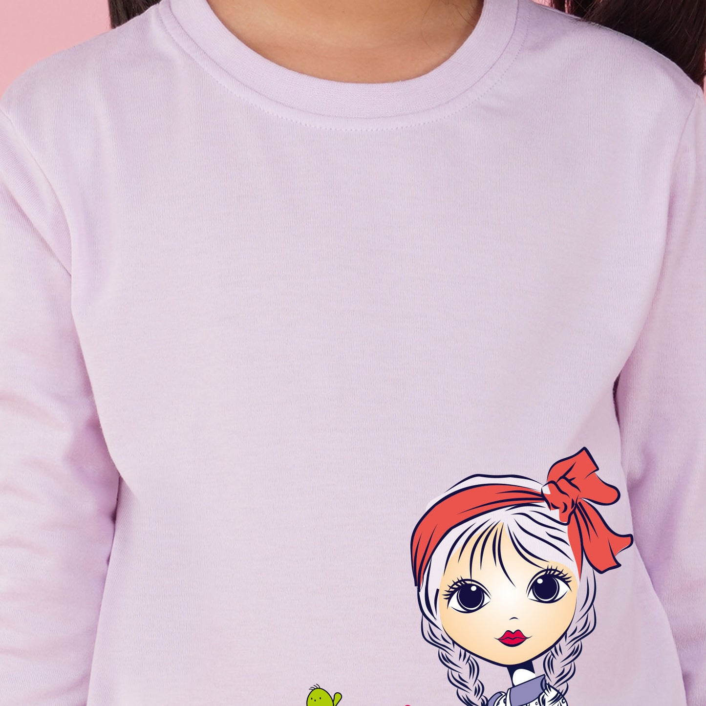 Nusyl Girls Purple Girl Printed Full sleeve T-Shirt