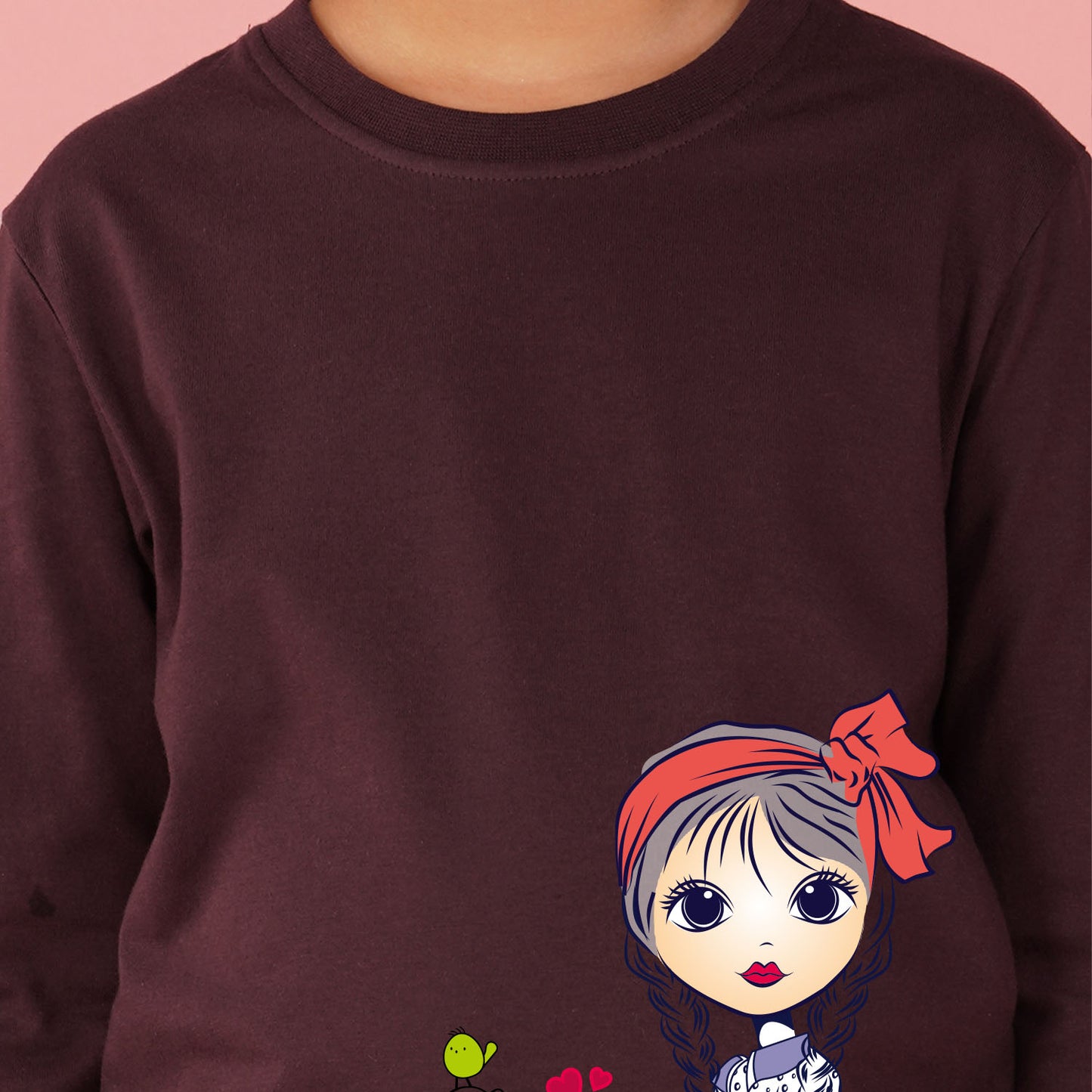 Nusyl Girls Maroon Girl Printed Full sleeve T-Shirt