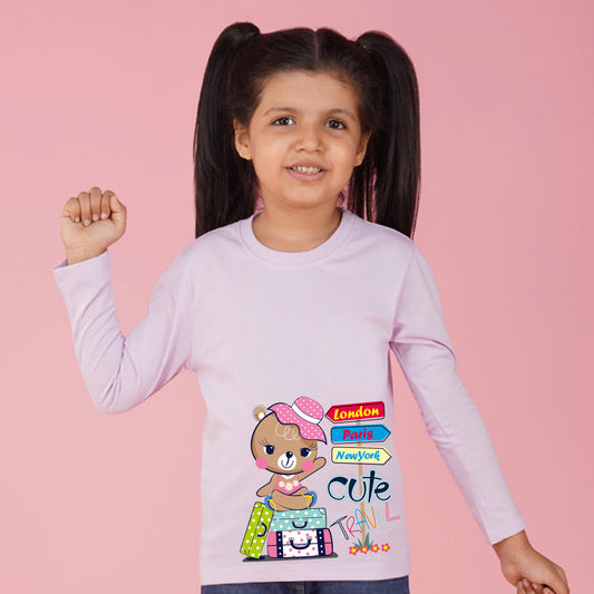 Nusyl Girls Purple Teddy Printed Full sleeve T-Shirt
