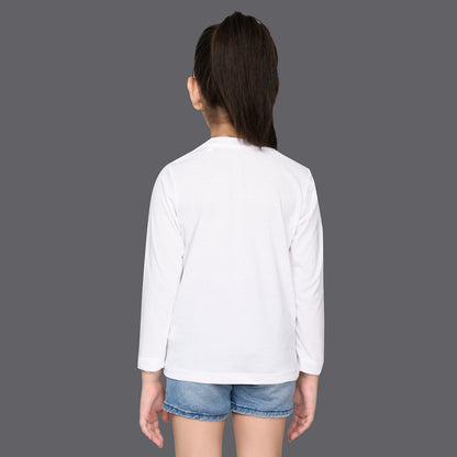 Nusyl Girls White Travel Mood Text Printed Full sleeve T-Shirt