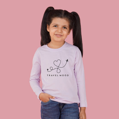 Nusyl Girls Lilac Travel Mood Text Printed Full sleeve T-Shirt