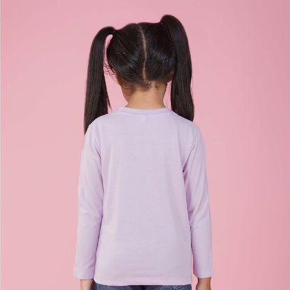 Nusyl Girls Lilac Travel Mood Text Printed Full sleeve T-Shirt