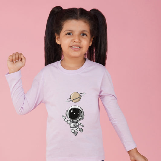 Nusyl Girls Purple space Printed T-Shirt