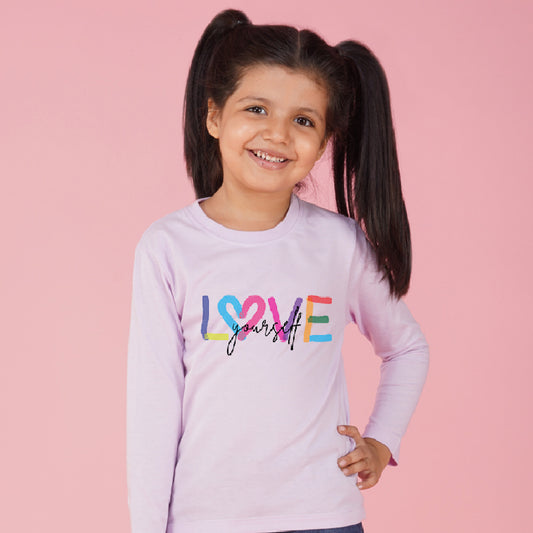 Nusyl Girls Purple Love Yourself Printed T-Shirt