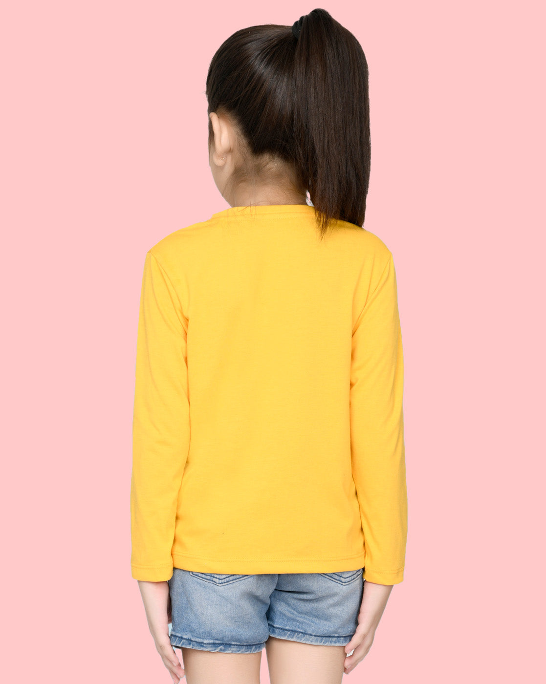 Nusyl Girls Yellow Love Printed Full Sleeve T-shirt