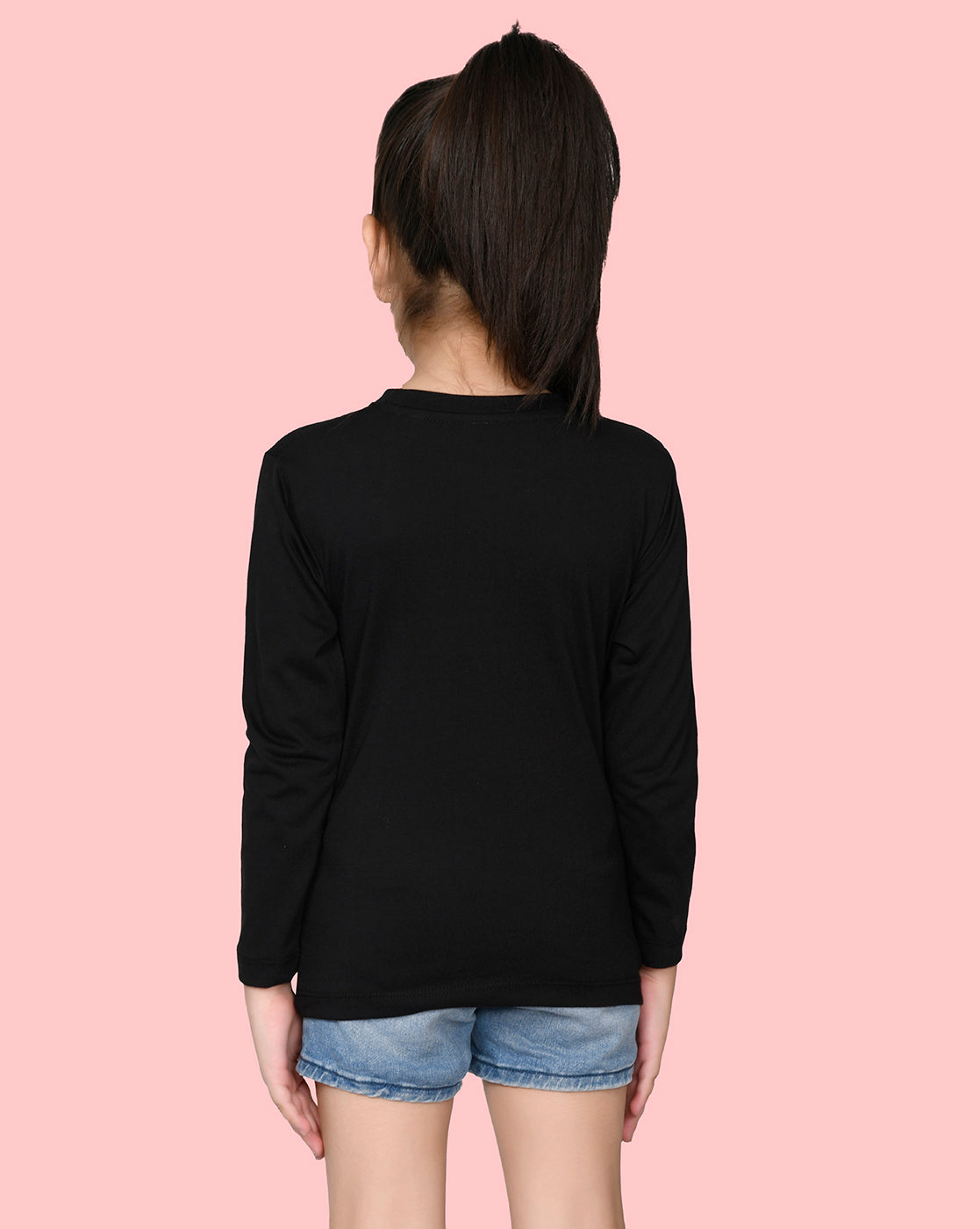 Nusyl Girls Black Penguin Printed Full Sleeve T-shirt