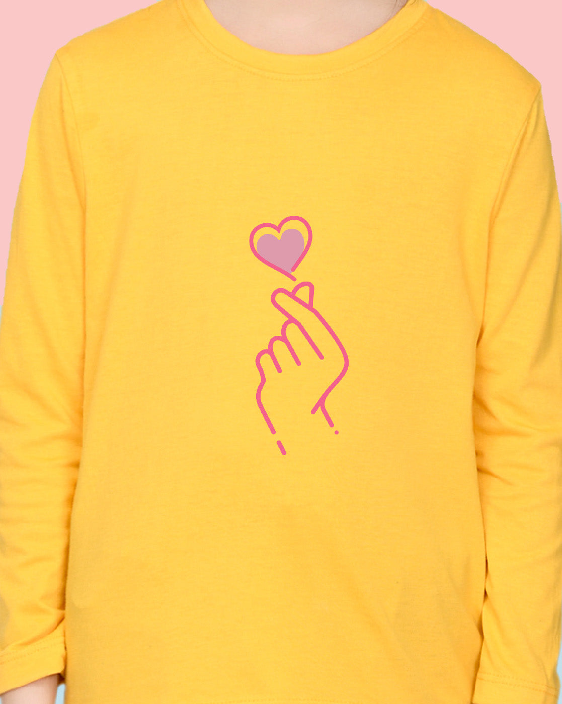 Nusyl Girls Yellow Heart Printed Full Sleeve T-shirt