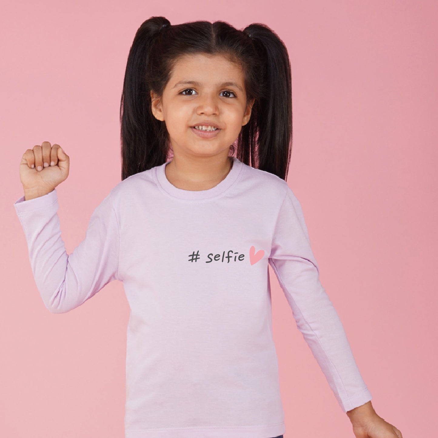 Nusyl Girls Purple Selfie Printed T-Shirt
