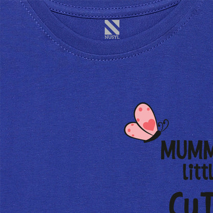Royal Blue Text Printed Girls T-shirt