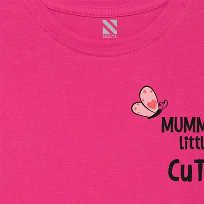 Hot Pink Text Printed Girls T-shirt