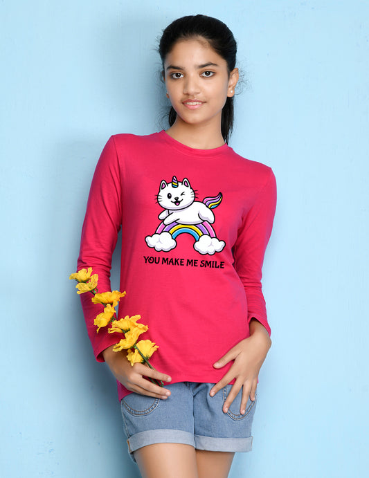 Hot Pink Animal Printed Girls T-shirt