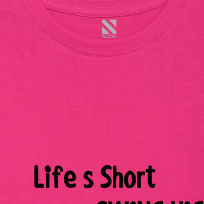 Hot Pink Cartoon Printed Girls T-shirt