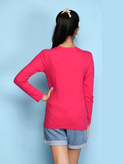 Hot Pink Animal Printed Girls T-shirt