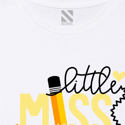 White Text Printed Girls T-shirt