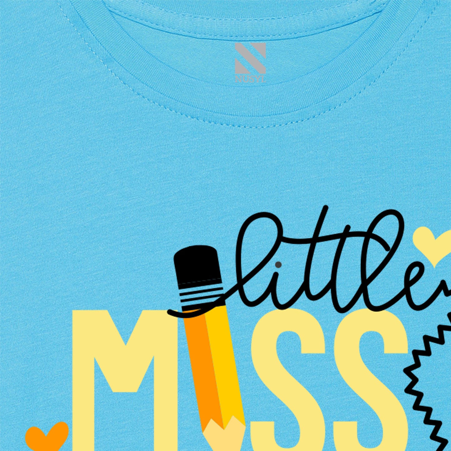 Sky Blue Text Printed Girls T-shirt