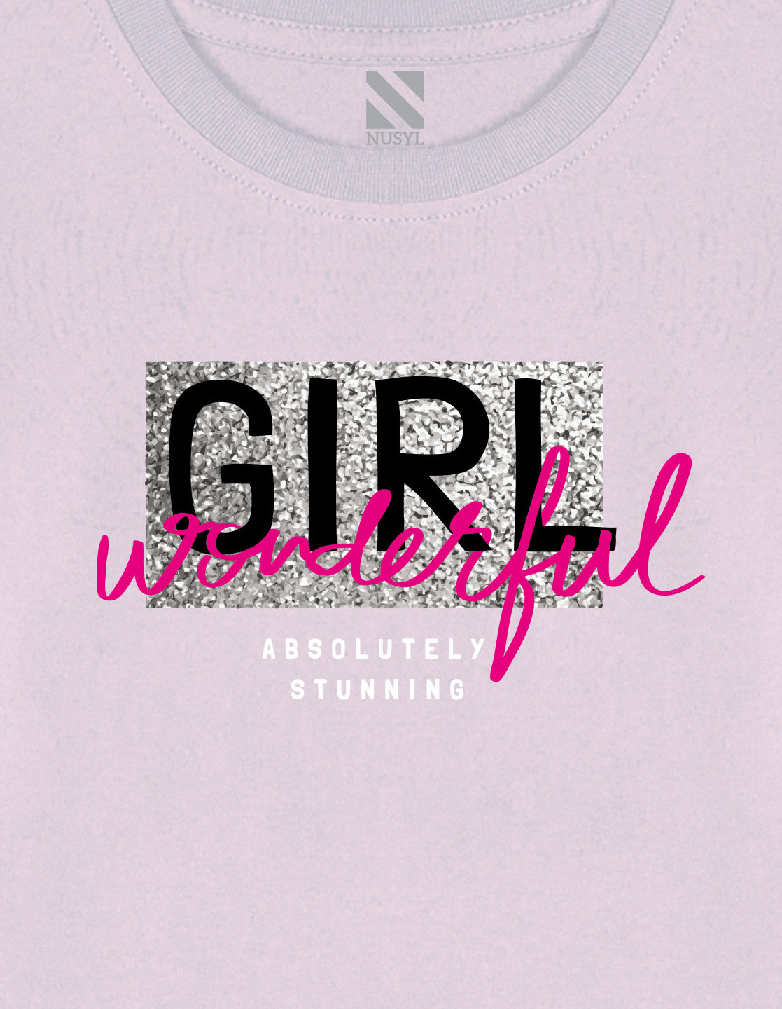 NUSYL Cotton blend full sleeves  Wonderful girl text Printed Tee-Lilac