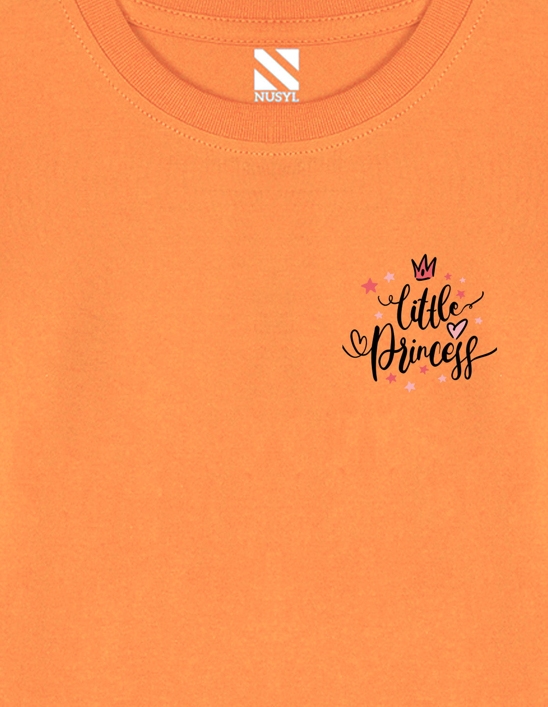 NUSYL Cotton blend full sleeves Little princess text Printed Tee-Orange