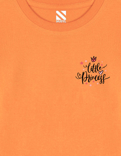NUSYL Cotton blend full sleeves Little princess text Printed Tee-Orange