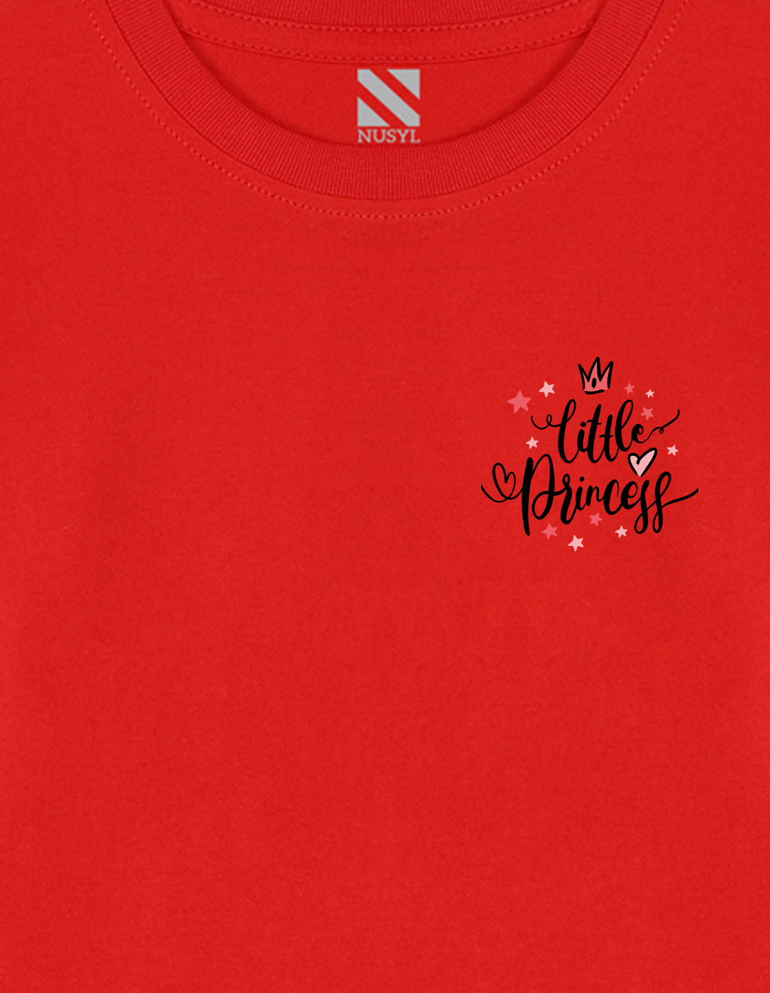 NUSYL Cotton blend full sleeves Little princess text Printed Tee-Red