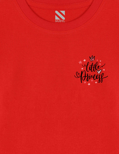 NUSYL Cotton blend full sleeves Little princess text Printed Tee-Red